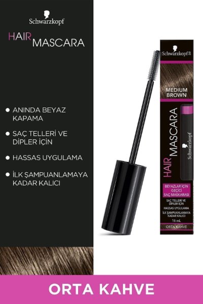 Schwarzkopf Saç Maskarası Siyah Orta Kahve