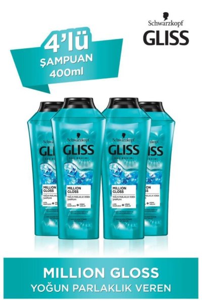 Million Gloss Yoğun Parlaklık Veren Şampuan 400 ml 4'lü