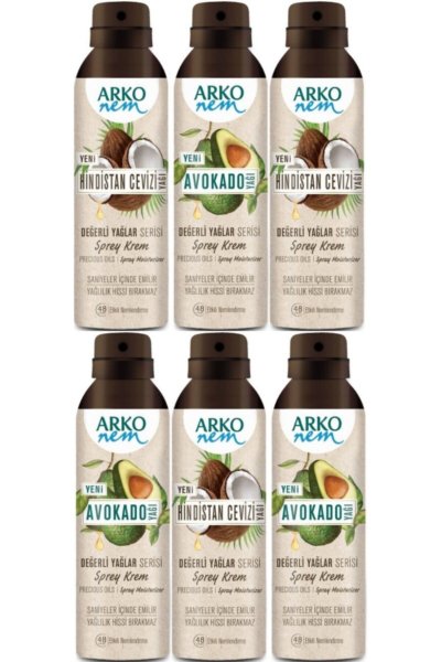 Değerli Yağlar Hindistan Cevizi & Avakado Karışık Sprey Krem 150 Ml 6 Adet