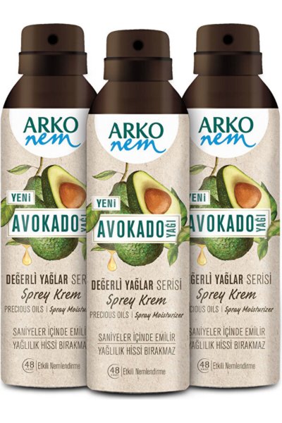 Nem Değerli Yağlar Avokado Sprey Krem 150 ml (3 ADET)